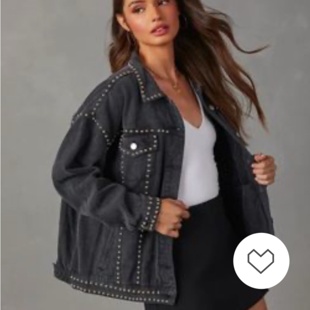 Vici Black Studded Jean Jacket